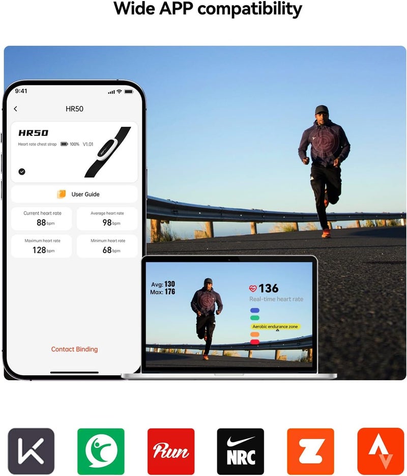 Igpsport HR50 Cycling Sensor Chest Strap, IPX7 Waterproof Bluetooth ANT+ for Cycling Running Jogging Yoga Fitness - Image 5